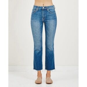 TRAVE Colette Womens 26 High Rise Kick Flare Jeans Raw Hem Crop In Sweet Emotion